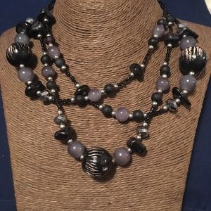 Black and grey beaded necklace